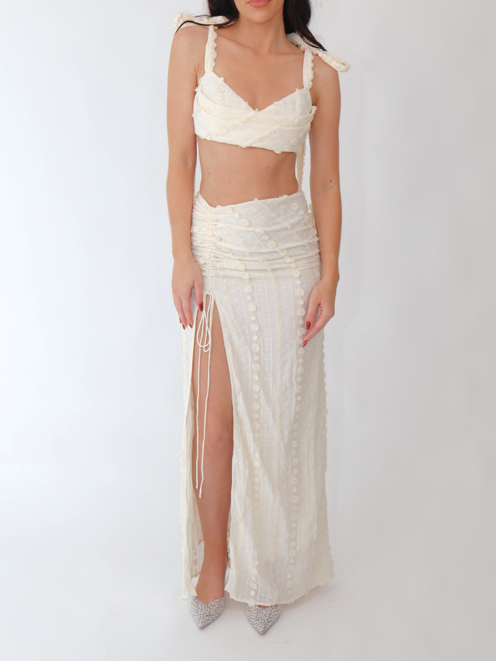 "5th Avenue" Maxi Skirt & Bralet Set - Cream Edition