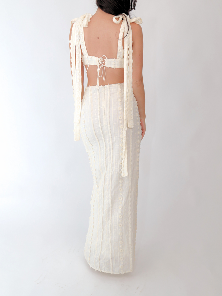 "5th Avenue" Maxi Skirt & Bralet Set - Cream Edition