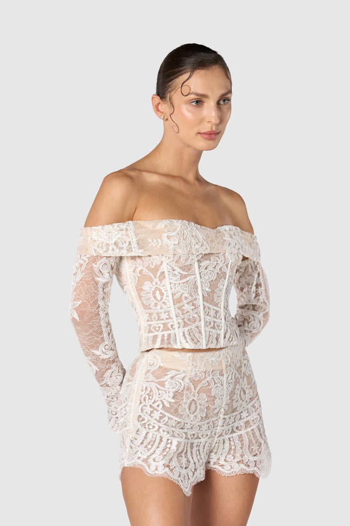"Godiva" Corset Top, Sleeves & Shorts